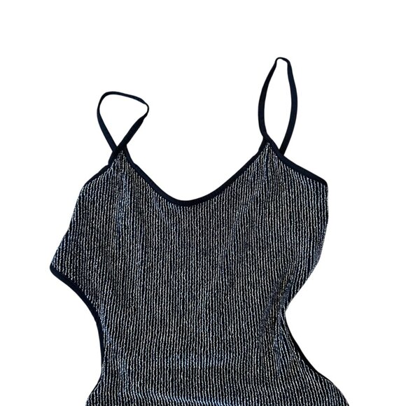 Vintage Bodycon Open Back Metallic Woven Shimmery Party Mini Dress USA - Picture 7 of 8